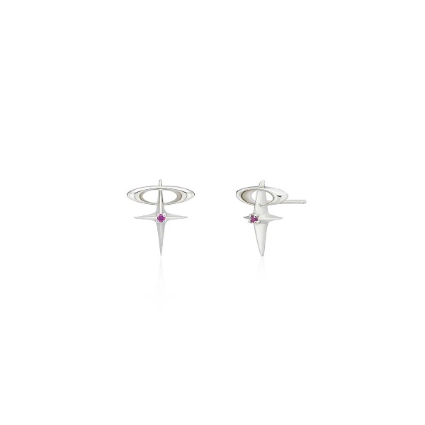 Teeth Jewel Earrings (Pink Sapphire)